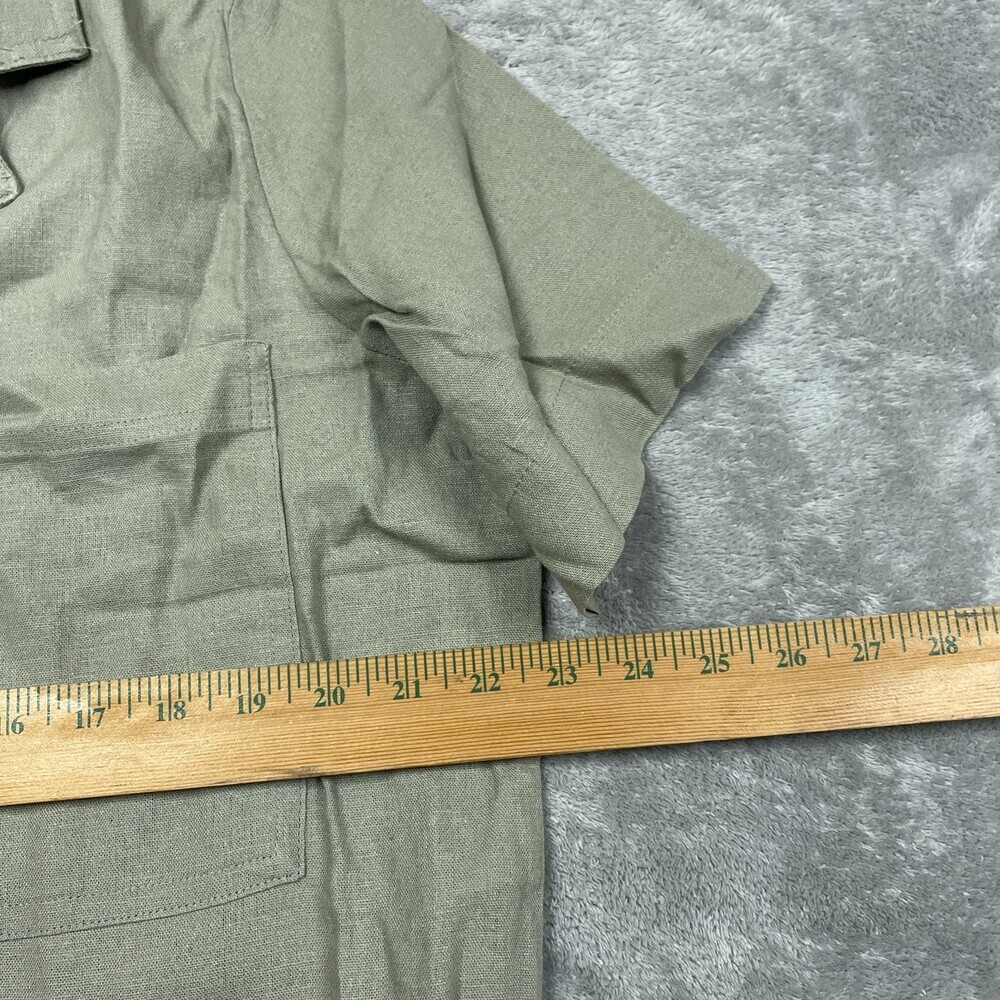 Buffalo David Bitton Women's L Blouse Green Linen Blend d1241 - Picture 5 of 8